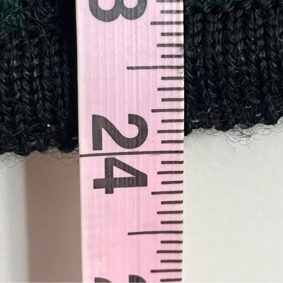 Tally-Ho Women's Size Medium Cardigan Wool Sweater Gold Buttons Plaid Green Blue - Picture 6 of 8